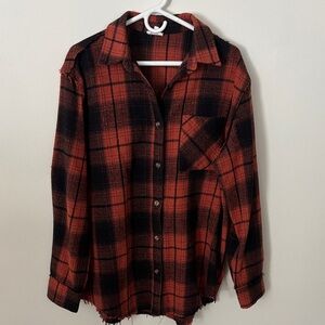 LA MIEL Red and Black Plaid Button Down Shirt